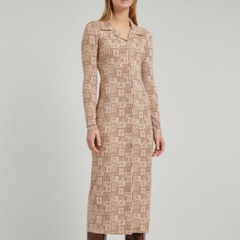 PALOMA WOOL brown and beige paisley print maxi dress, size medium